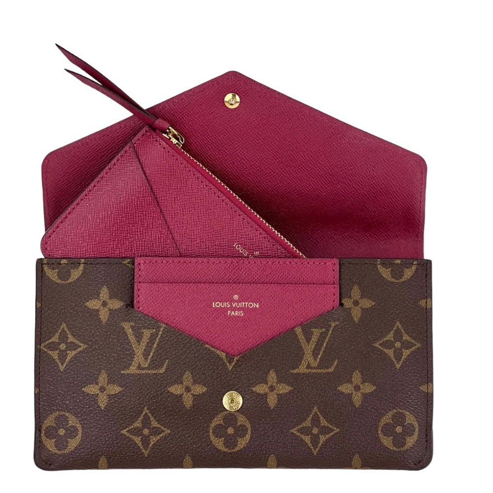 Louis Vuitton Monogram 3 Piece Jeanne Fuchsia Wallet With Pouch and Card Case